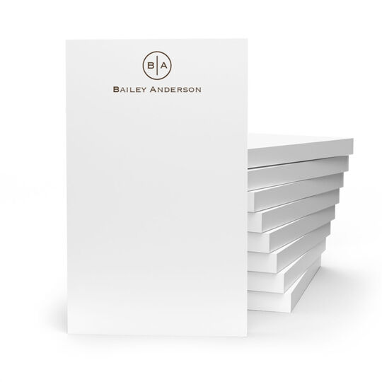 Circle Initials and Name Stack of Small Notepads